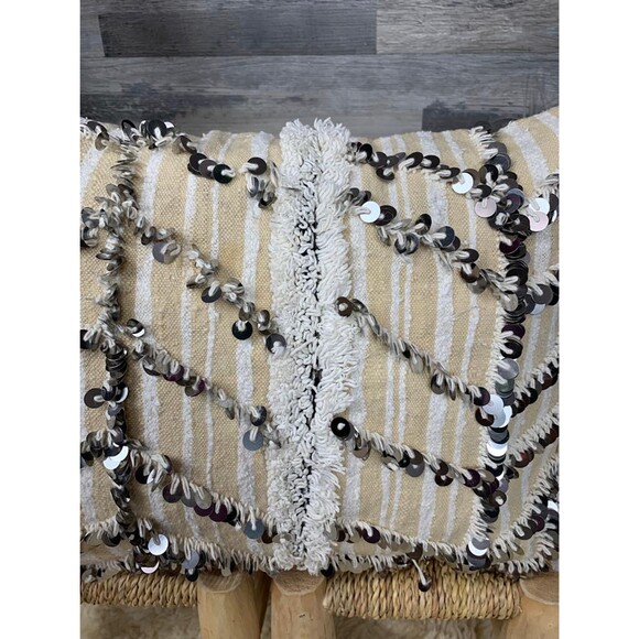 Moroccan Vintage Pillow Wedding Blanket Handira Cushion 03YS00122 - Picture 4 of 9